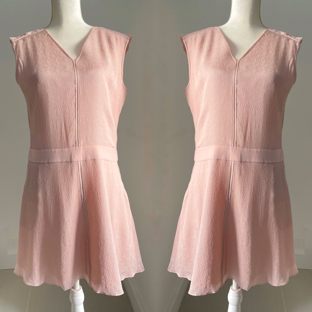 NWT Halston Heritage Draped Back Sleeveless V-Neck Silk Mini Dress Sorbet Size 8